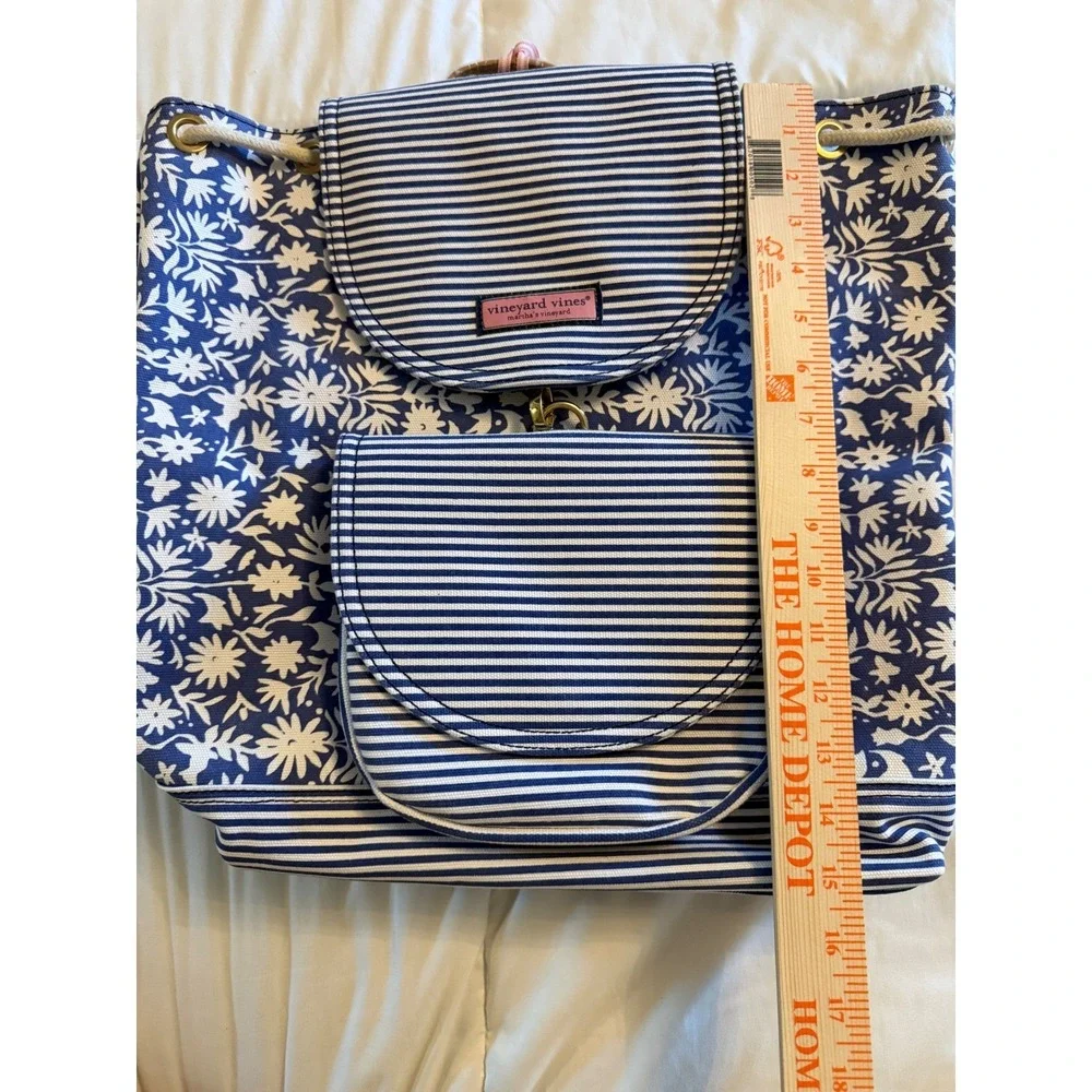 Vineyard Vines Otomi Print Stripe Daypack Backpack Royal Ocean Blue